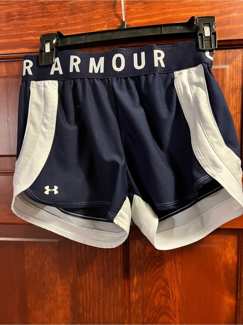 Under Armour Navy and White Women's Athletic Shorts